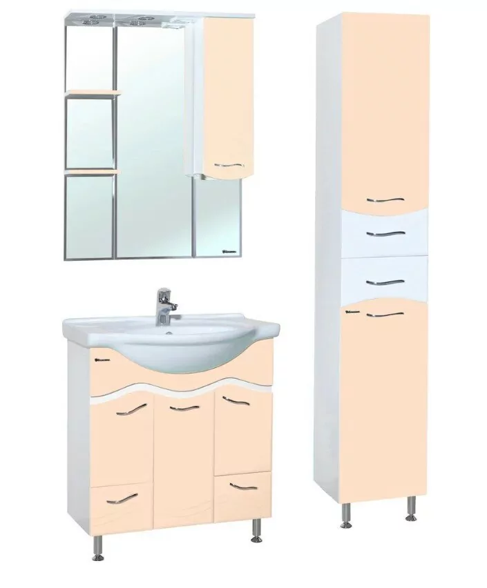 Зеркало с шкафчиком Bellezza Мари 85 R свет, бежевый