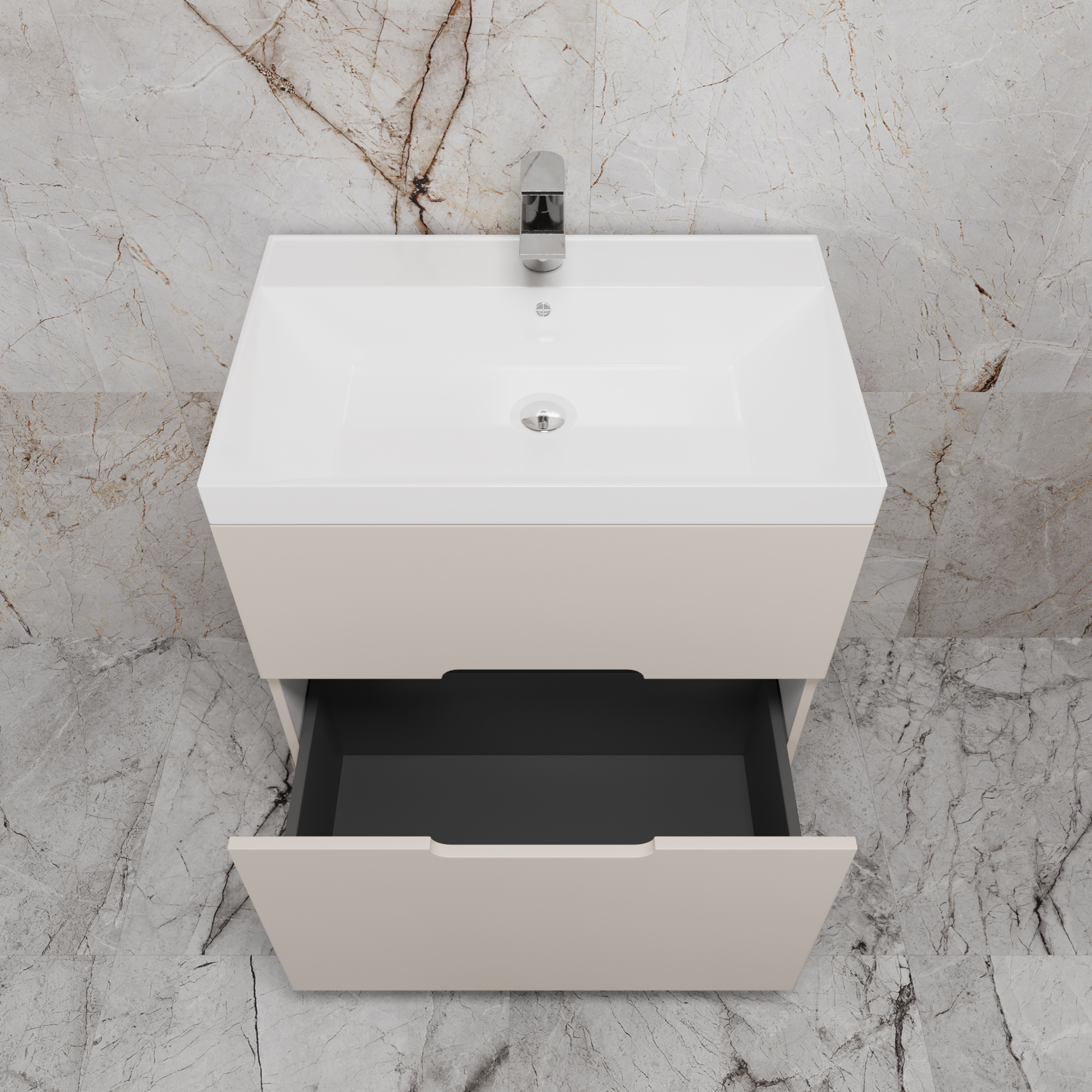 Тумба напольная Style Line "Матис 70" с раковиной ASTI 70 белый, (2 ящика), Крем