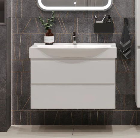 Тумба подвесная SanStar Arista 85 с раковиной Элвис 85, белая