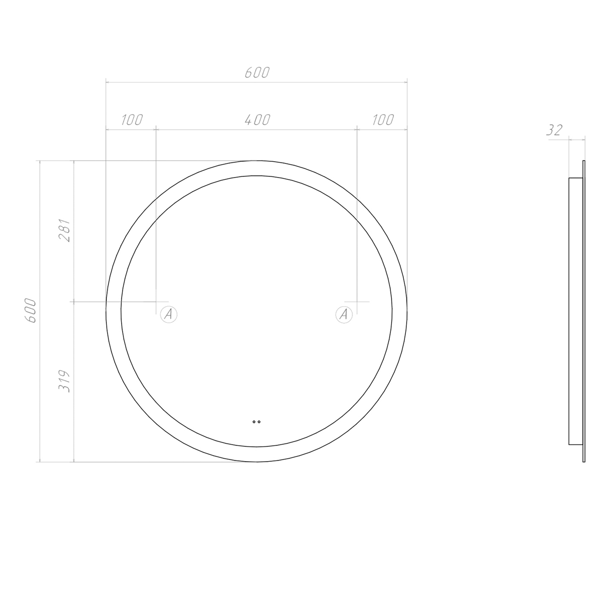 Зеркало Vigo Otti Comfort 600 свет, сенсор, антизапотевания