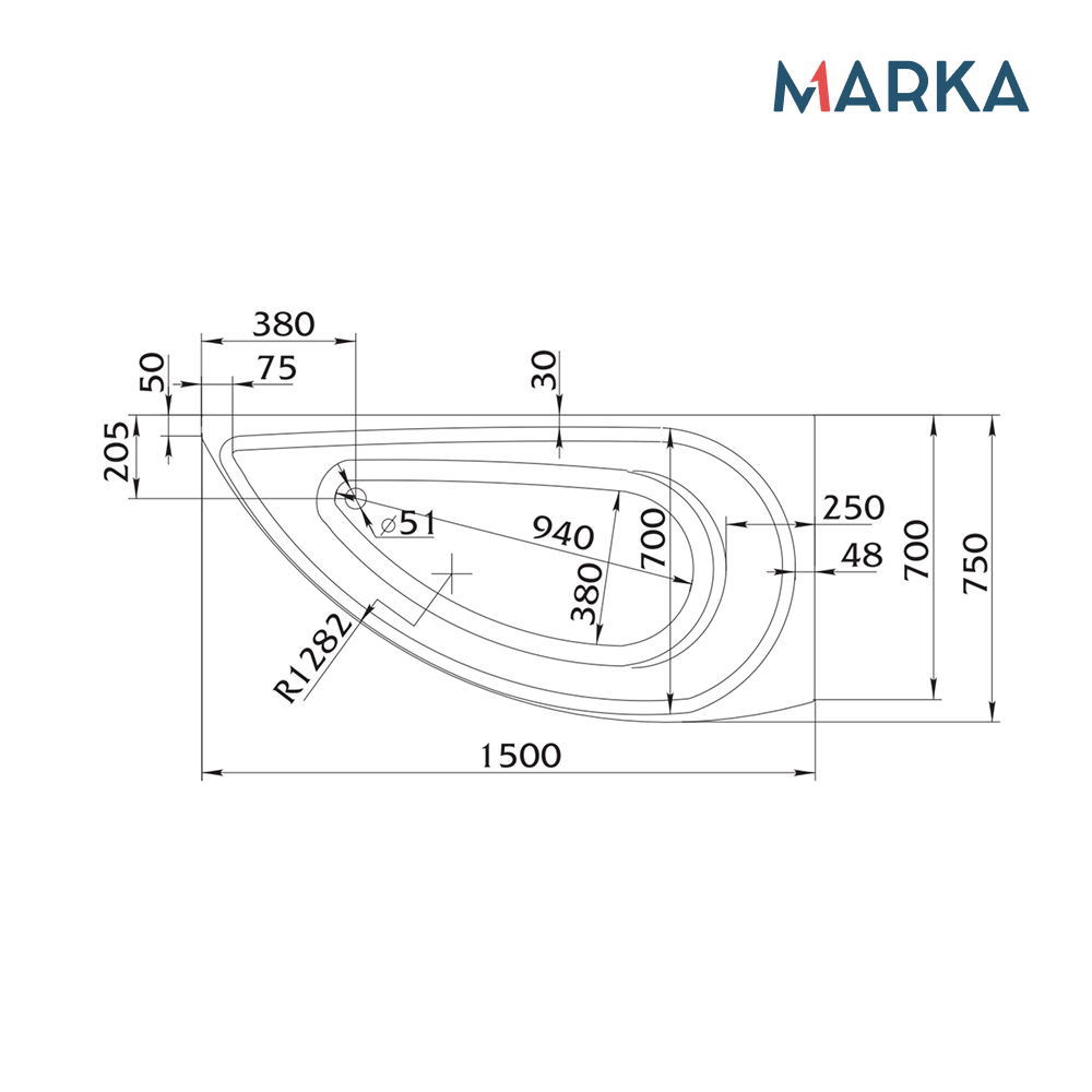 Ванна 1Marka PICCOLO 150*75 L Комплект Стандарт 2+