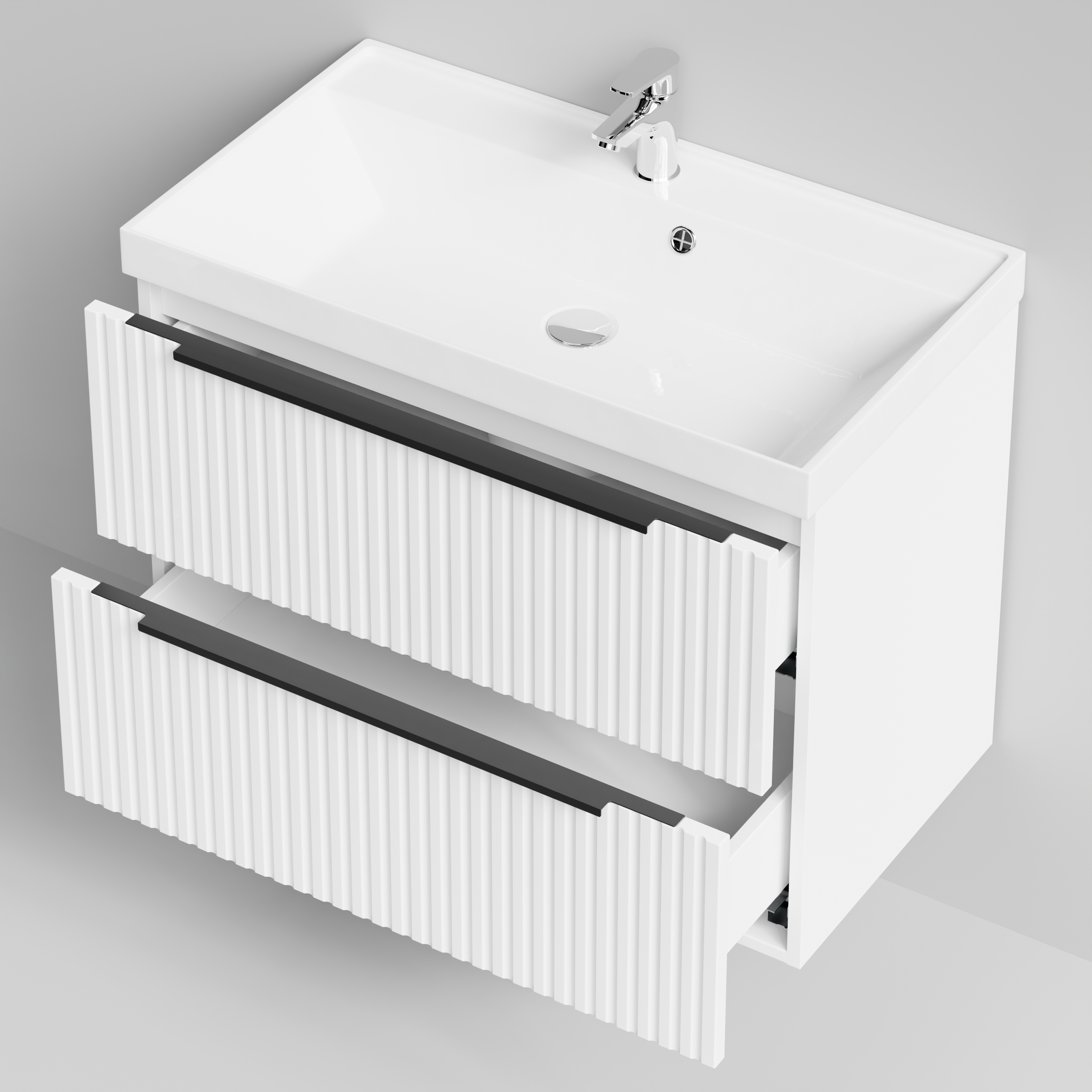 Тумба с раковиной Vod-ok Дольче 80 2 ящика, подвесная, белая + 13 цветов