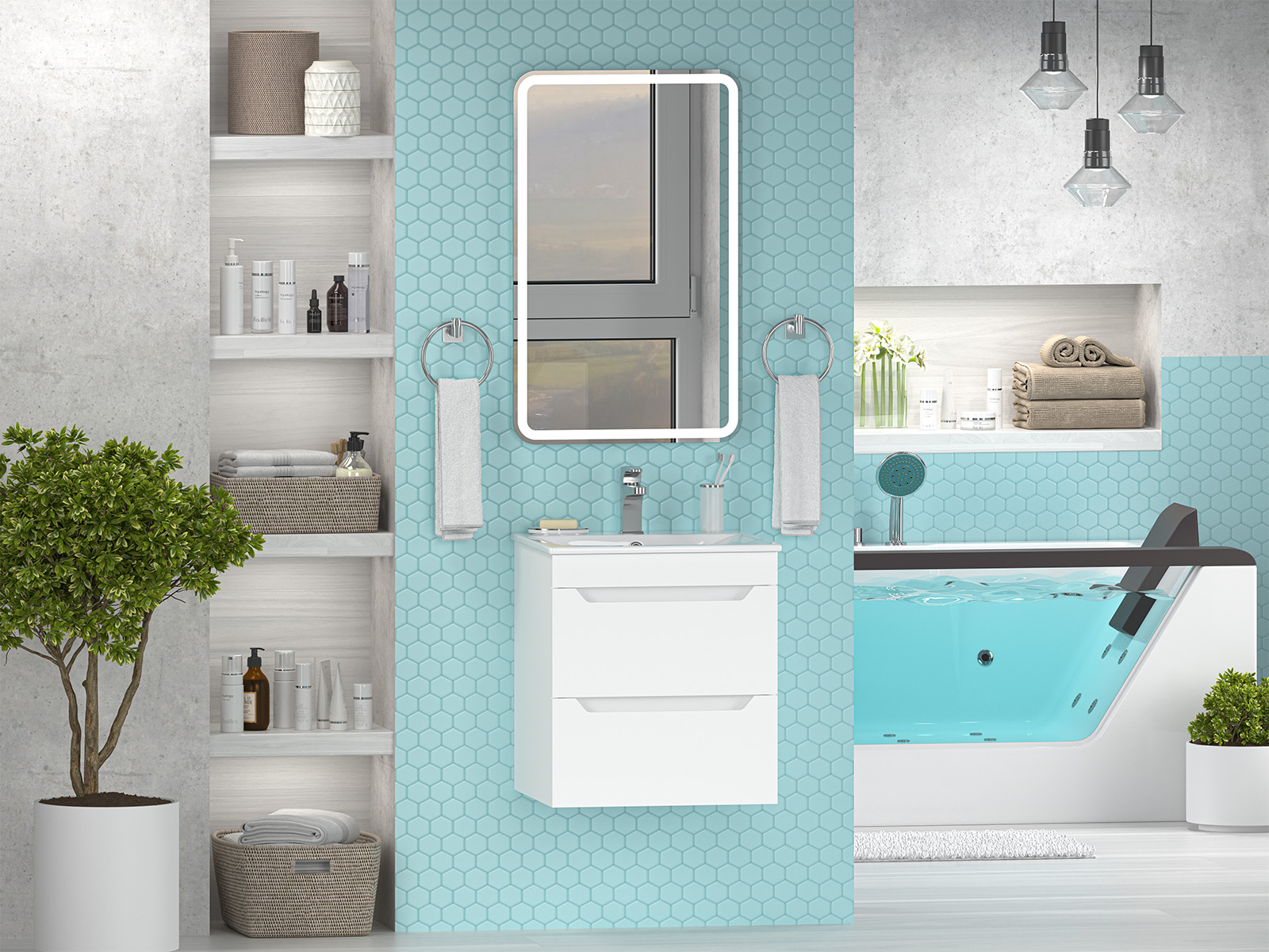 Тумба с раковиной Misty Бриз 50 подвесная, белый