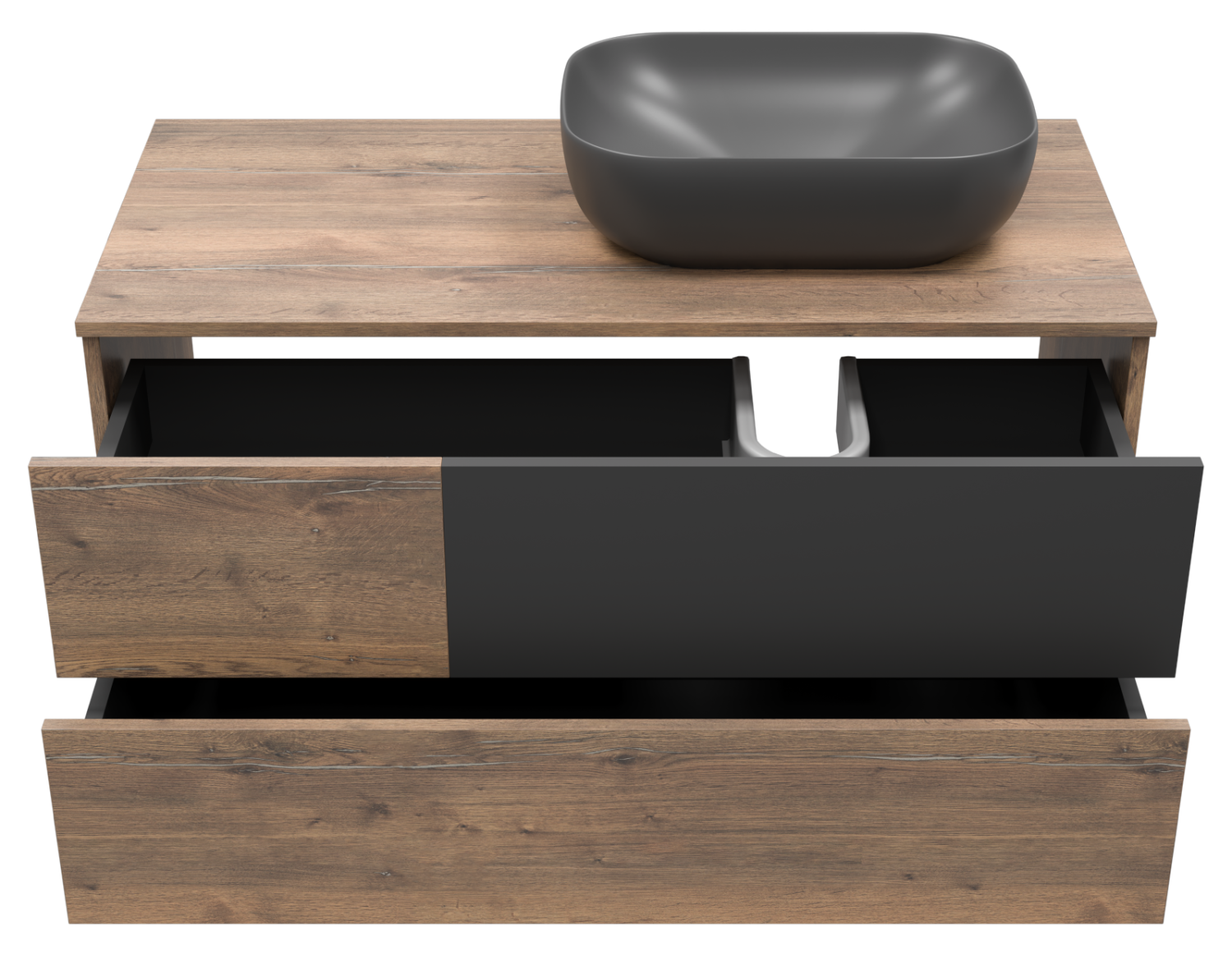 Тумба с раковиной Misty Коломбо 100 подвесная R, дуб галифакс/антрацит