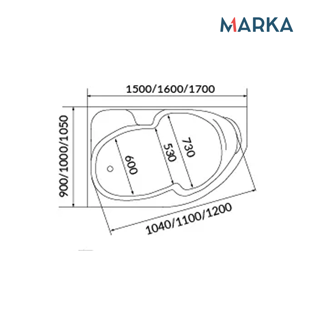 Ванна 1Marka DIANA 170x105 L Комплект Стандарт 2+