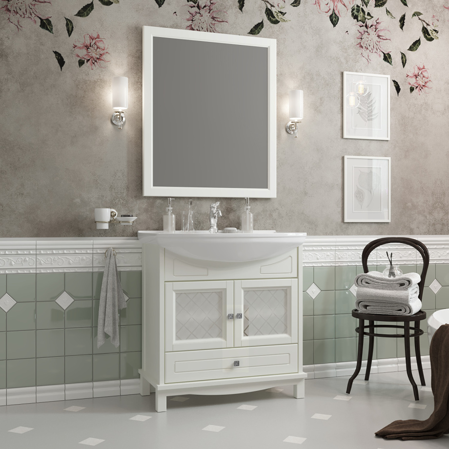 Мебель для ванной Opadiris Омега 75 комплект, напольный, слоновая кость