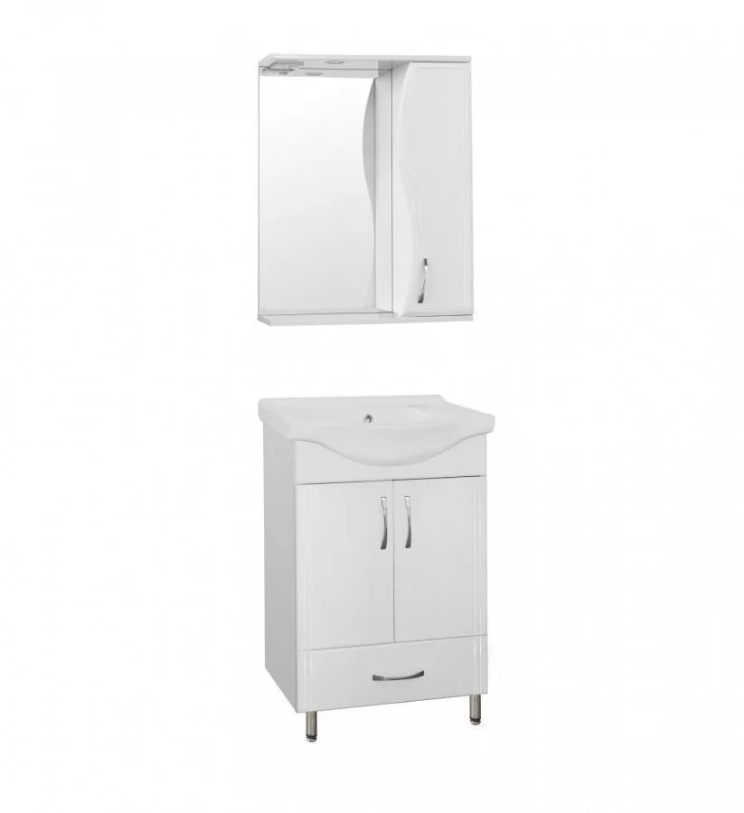 Зеркало со шкафчиком Style Line Эко Стандарт Панда 60/С R Волна свет, белый