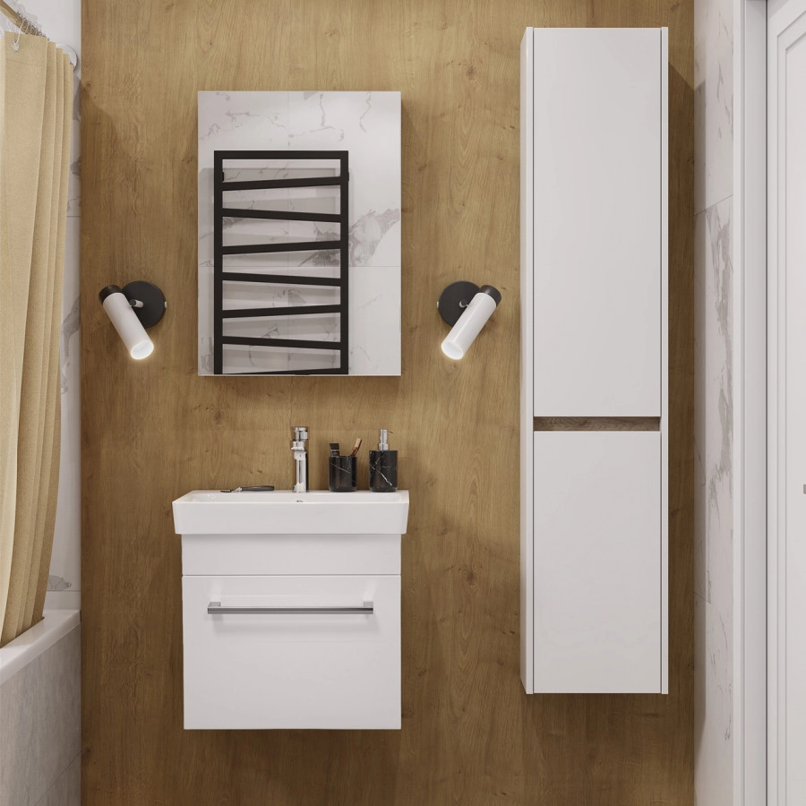 Тумба с раковиной Aquaton Поль 50 подвесная, белая