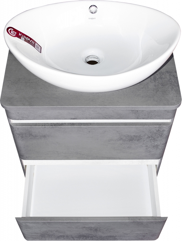 Тумба подвесная Style Line Атлантика 80 со столешницей, бетон темный