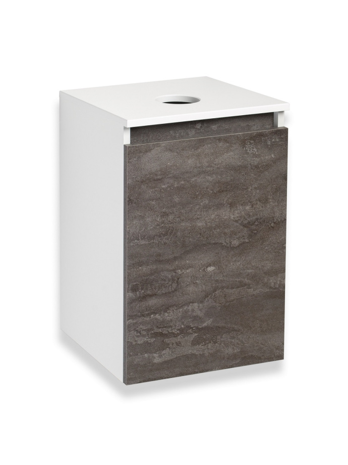 Тумба подвесная Runo Бари 40 под накладную раковину, железный камень/белый