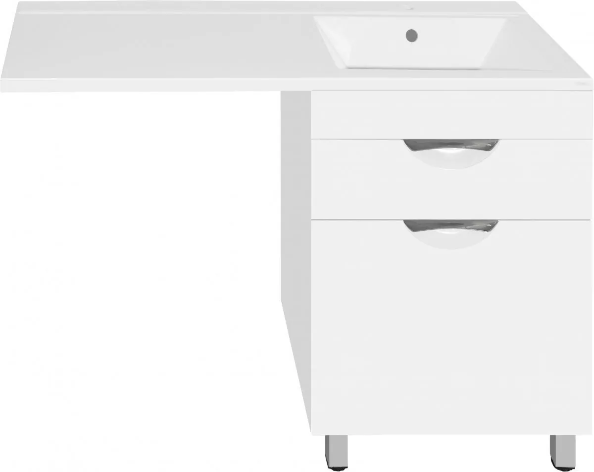 Тумба напольная Style Line Жасмин 60 с раковиной 120 Даллас Люкс PLUS L под стиральную машину, с корзиной, белая