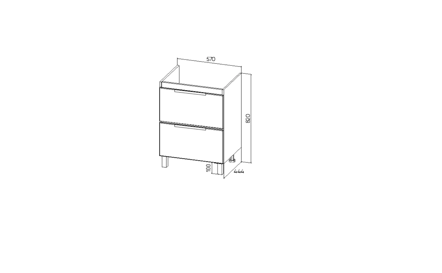 Тумба напольная Viant Берлин 60 с раковиной Moduo 60, 2 ящика, белый