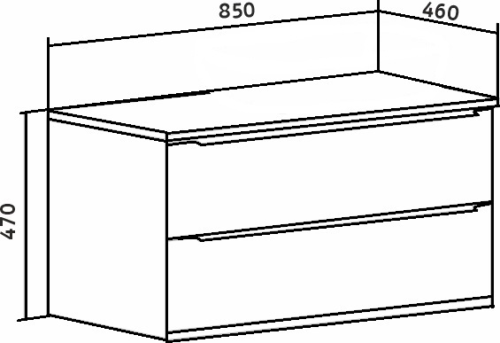 Тумба подвесная Runo Мальта 85 под накладную раковину, дуб/черный