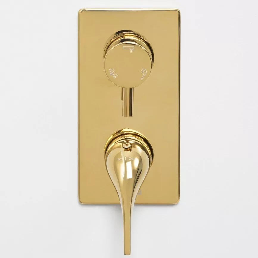 Смеситель с переключателем WasserKraft Sauer 7171 встраиваемый, на 3 выхода, глянцевое золото