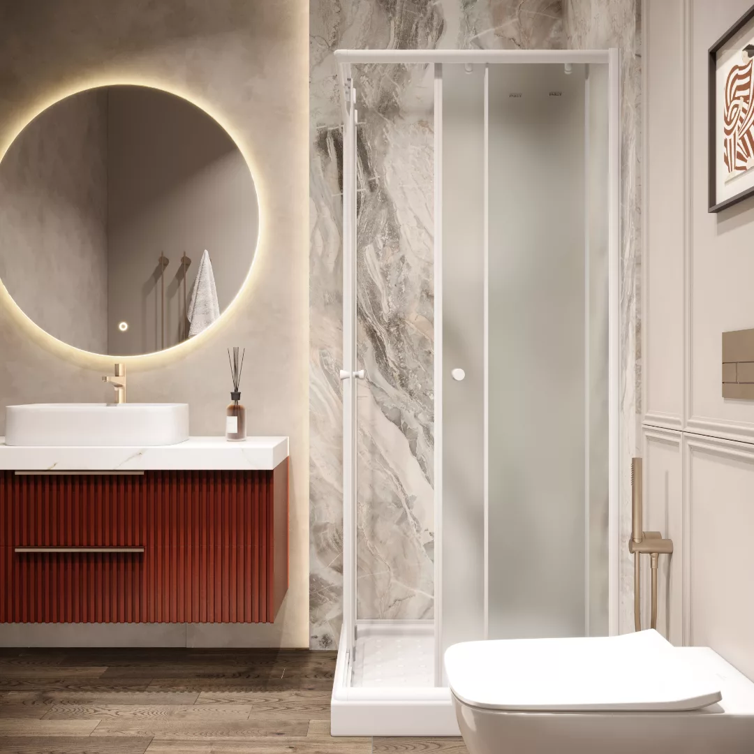 Душевой уголок Parly ZFQ81 квадратный,  80х80, с низким поддоном, матовое стекло, белый