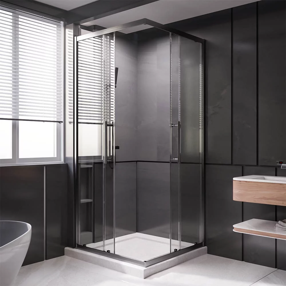 Душевой угол Veconi Premium Trento PTC-20GR, 1000Х900x2000, брашированный графит, стекло прозрачное