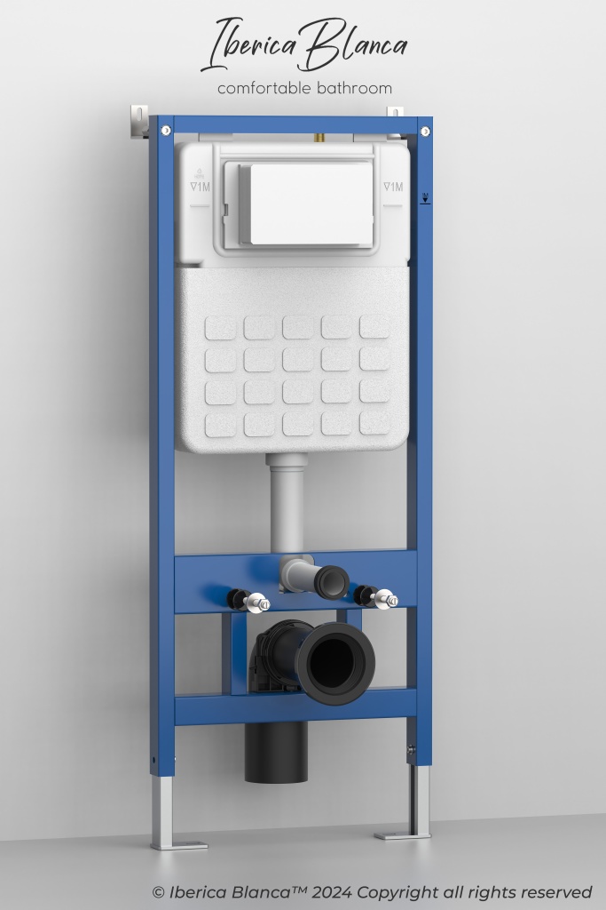 Комплект 3в1 IBERICA BLANCA инсталляция SILENCIO, унитаз BILBAO ALTO белый, кнопка смыва ESTI-S золото матовое (IB001.BLA.234.854)