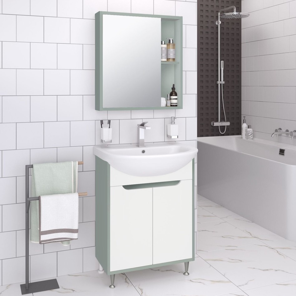 Зеркало-шкаф Runo Эко 60 бирюзовый, универсальный