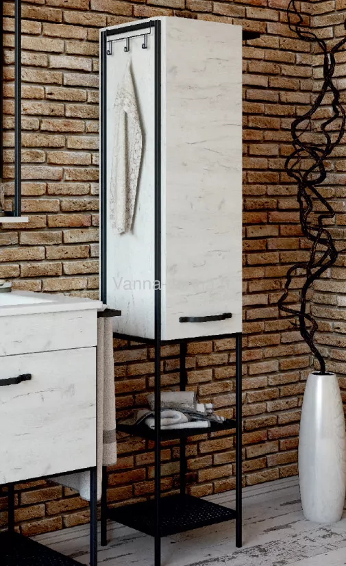 Пенал Sanflor Бруклин 50 L/R напольный, с открытой полкой, дуб крафт