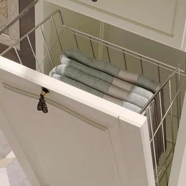 Пенал Opadiris Риспекто 40 L с бельевой корзиной, слоновая кость