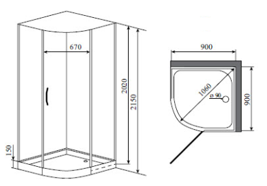 Душевая кабина Timo Premium ARMO (90*90*215), стульчик прозрачный