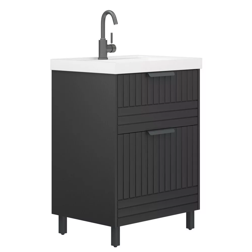 Тумба Corozo Терра 60 с раковиной Сомо 60, напольная, графит матовый