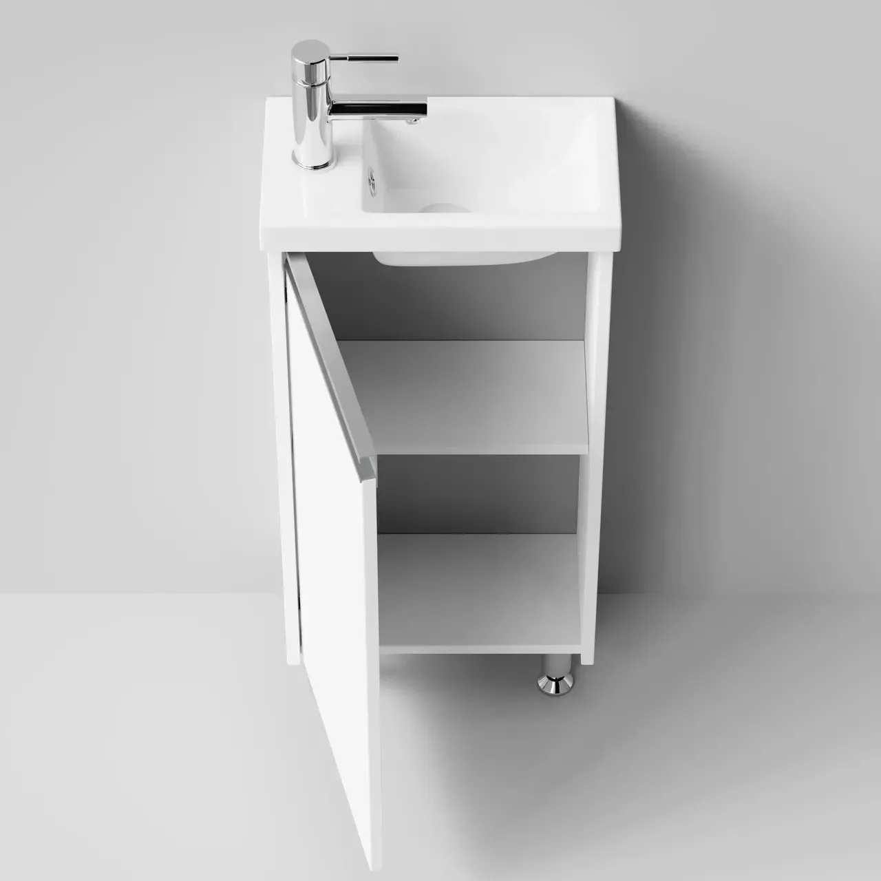 Тумба напольная Vod-ok Бридж 40 ручка рейлинг, L левая, с раковиной Como 40, белая