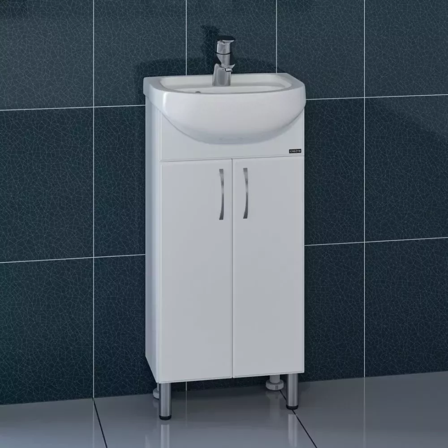 Тумба напольная Санта Сити 40 с раковиной Манго 40, белая