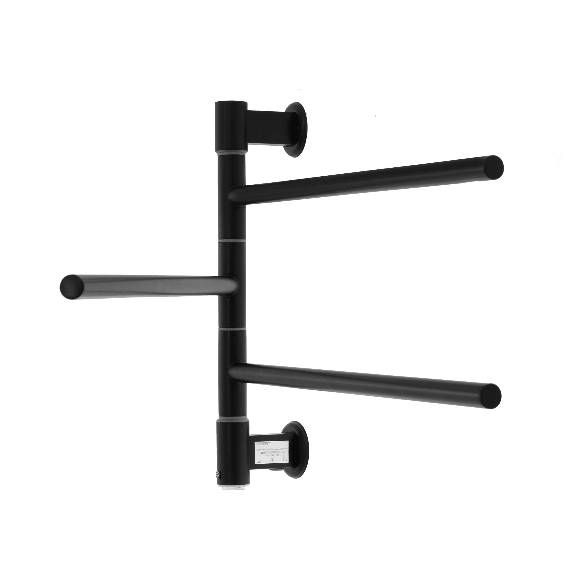 Полотенцесушитель электрический Energy I - G3 черный матовый, поворотные секции, скрытое/наружное подключение