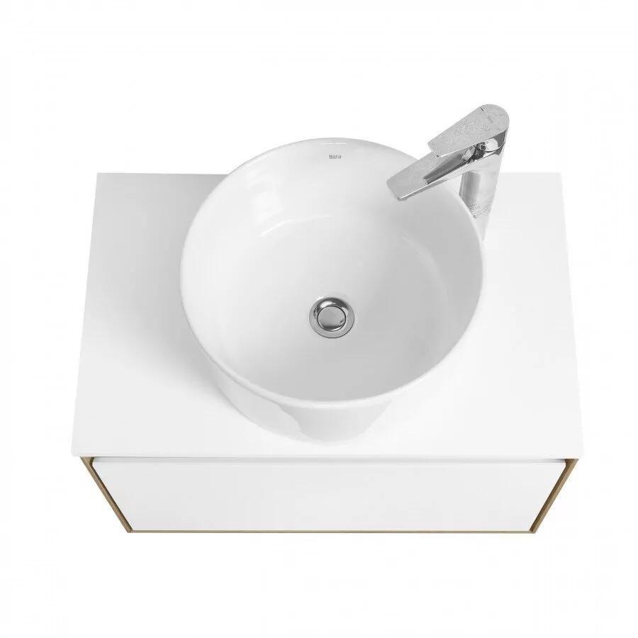 Тумба подвесная Aquaton Либерти 70 раковиной Mila 40, белый/дуб эльвезия