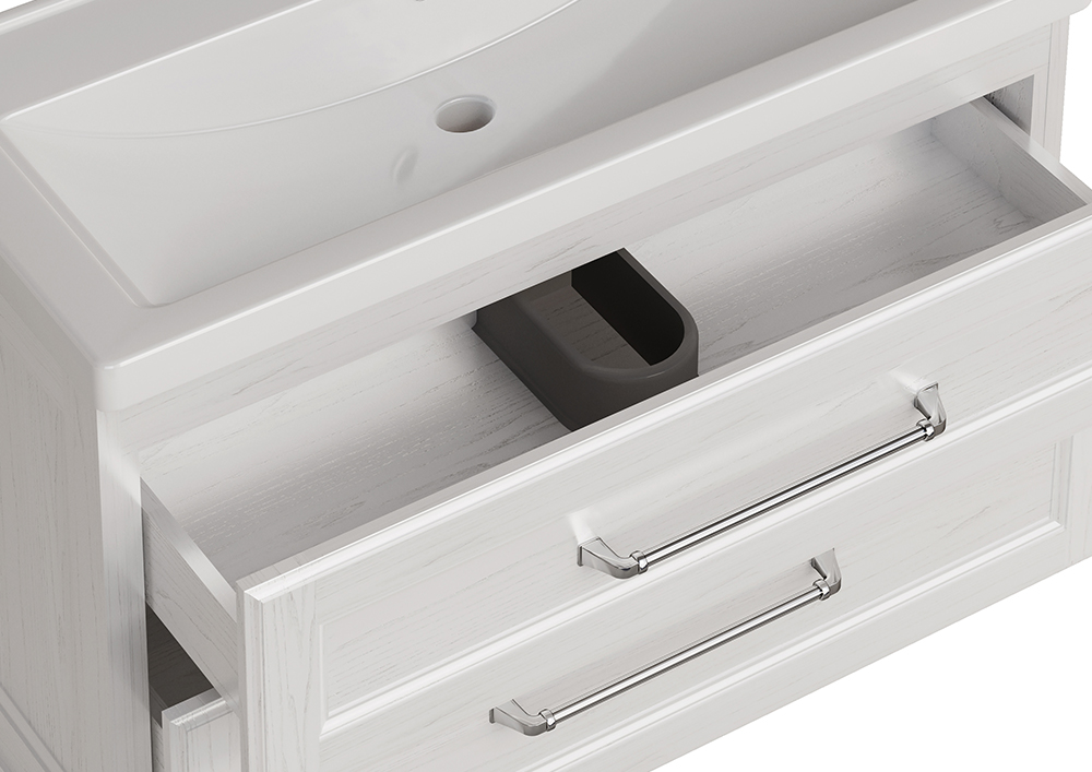 Мебель для ванной ASB Woodline Венеция 100 комплект, подвесной, белый, хром