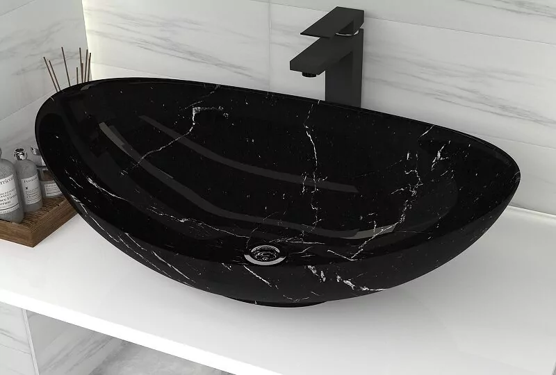 Раковина Stella Polar Орион 58 черный/белый мрамор