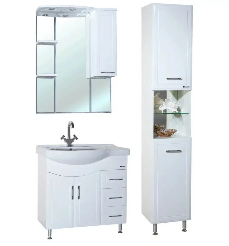 Зеркало с шкафчиком Bellezza Коралл 85 R свет, белый