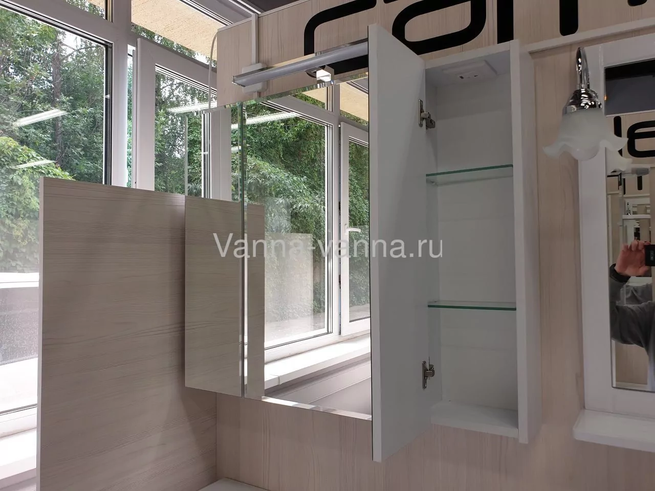 Зеркало-шкаф Санта Стандарт 100 свет, трельяж, белый