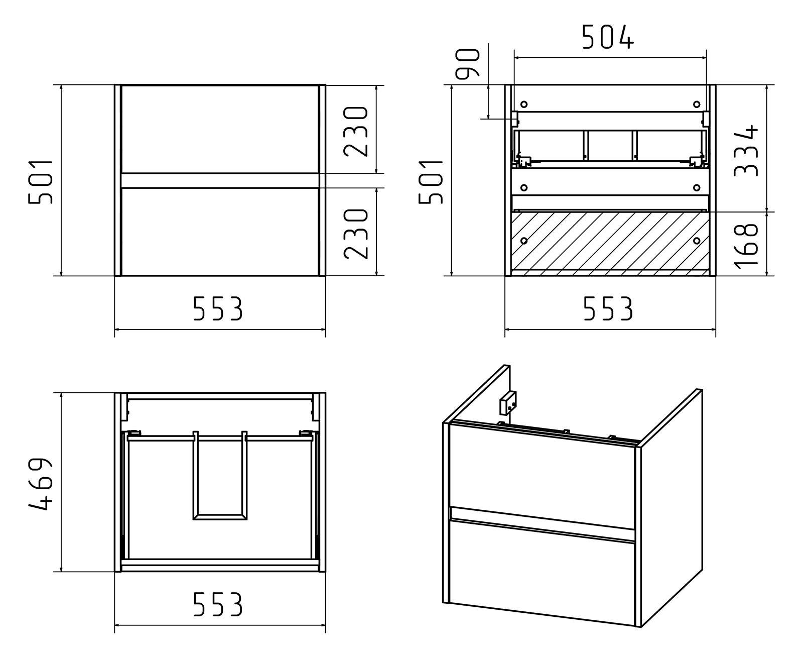 Тумба с раковиной Misty Алиса 58 подвесная