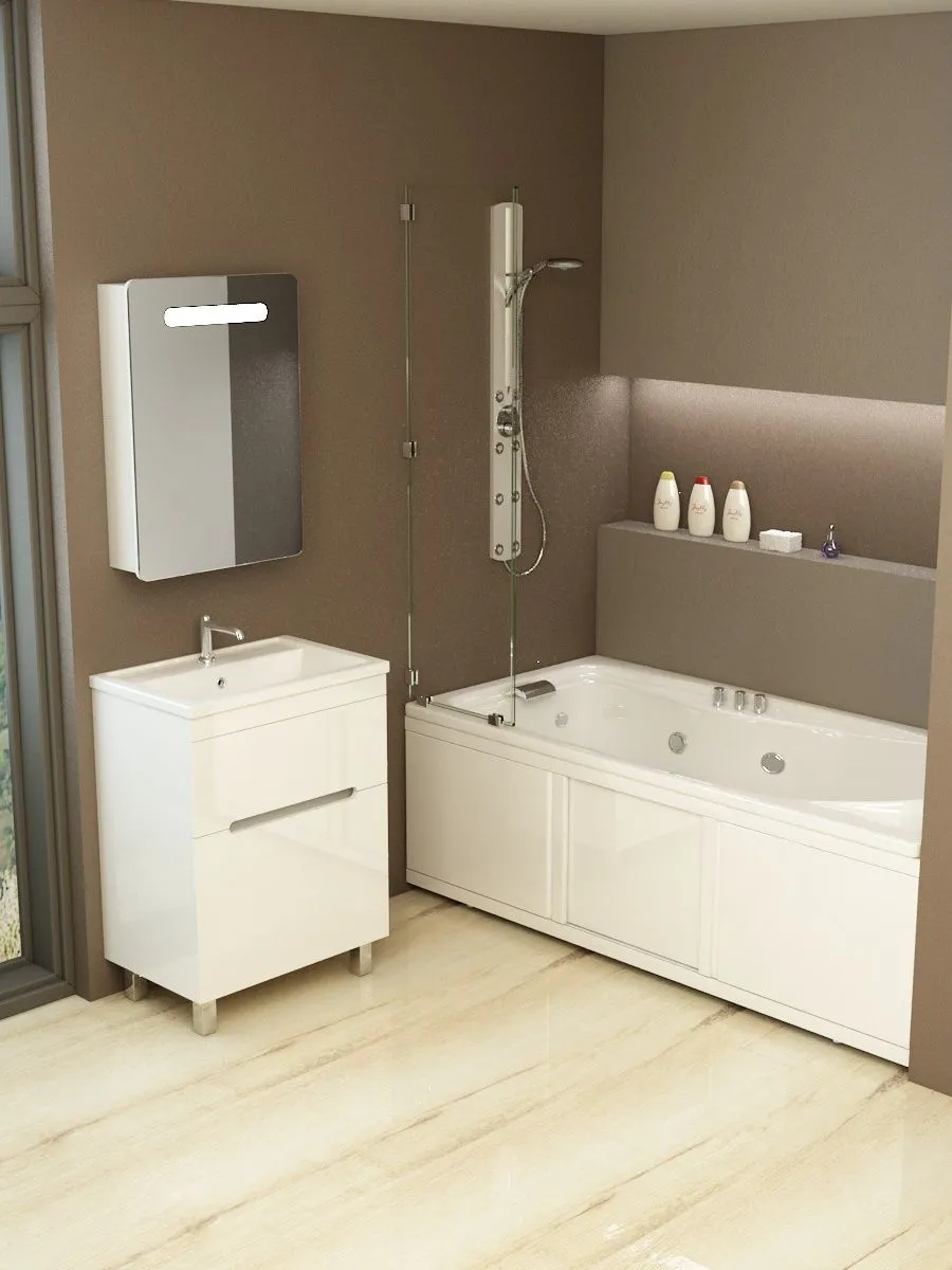 Экран под ванну Emmy Элис MAX 150 раздвижной белый