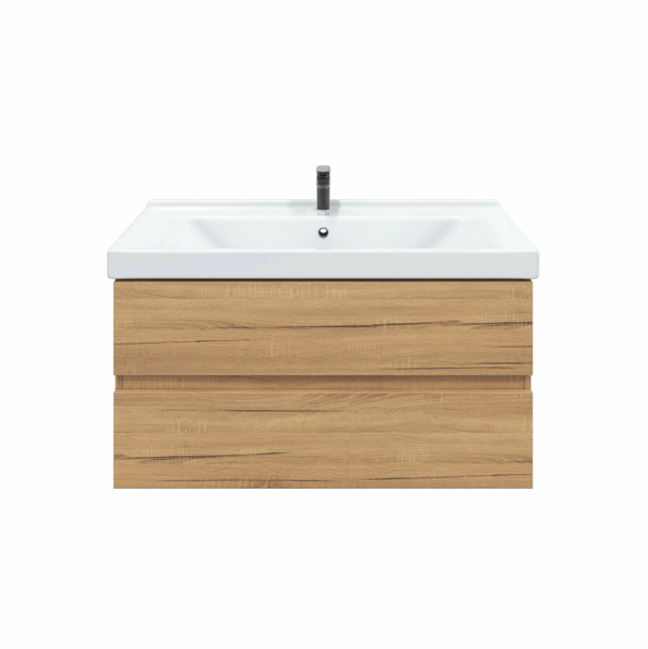 Тумба подвесная SanStar Lavanti 100 с раковиной Миранда 100 Дуб вотан