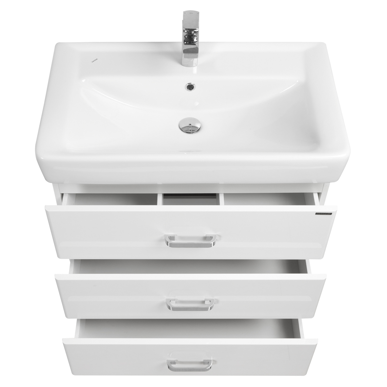 Тумба напольная Aquaton Америна 80 М с раковиной Тигода 80, три ящика, белый
