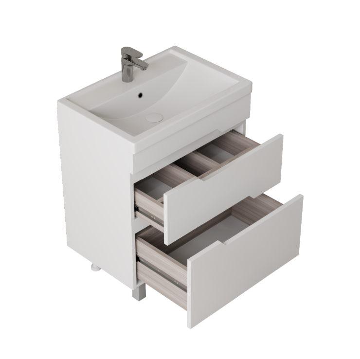 Тумба напольная Onika Ламина 80 с раковиной Фостер 80, белая