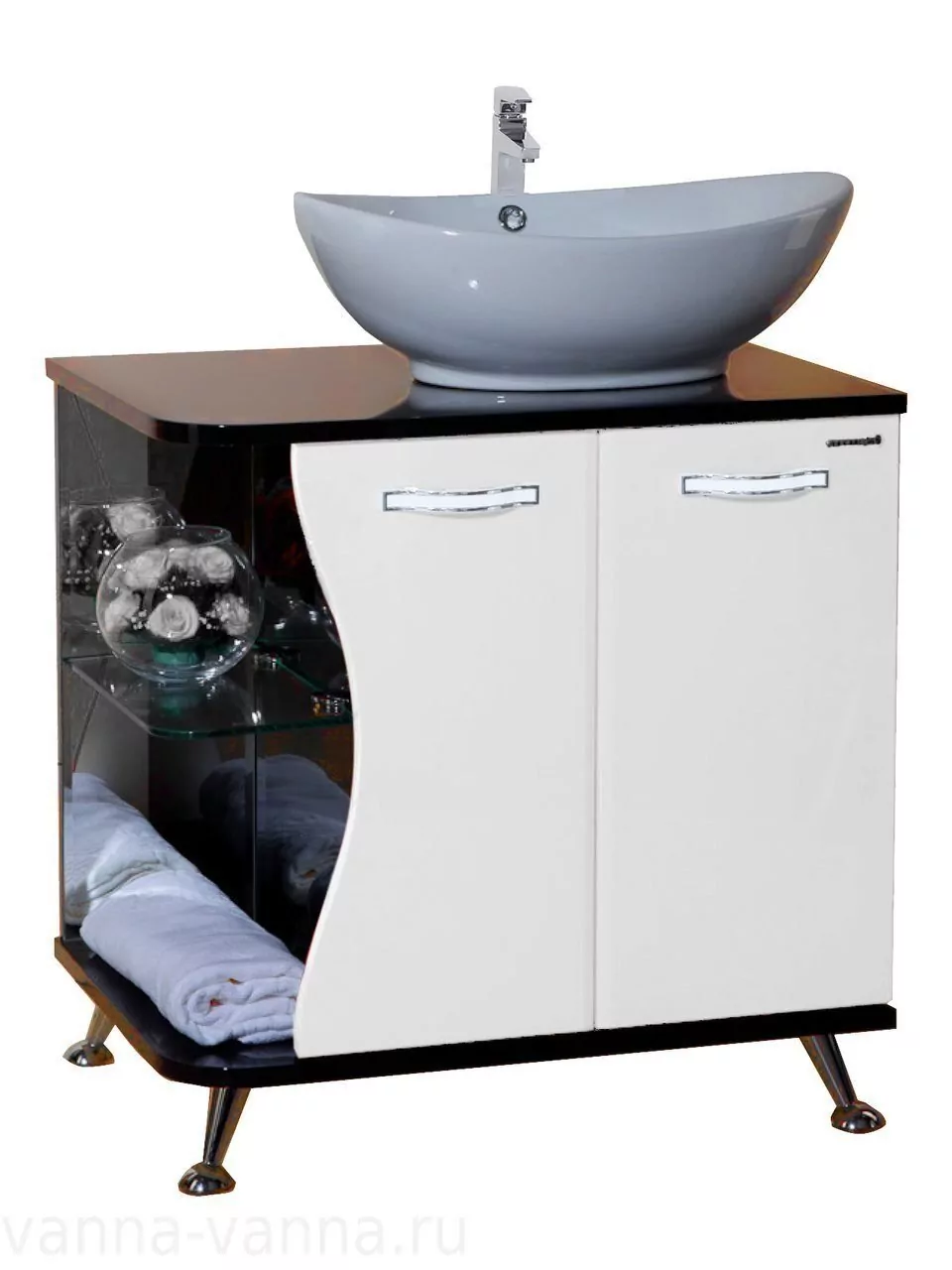 Мебель для ванной Bellezza Рио 70 комплект, напольный, белый с черным