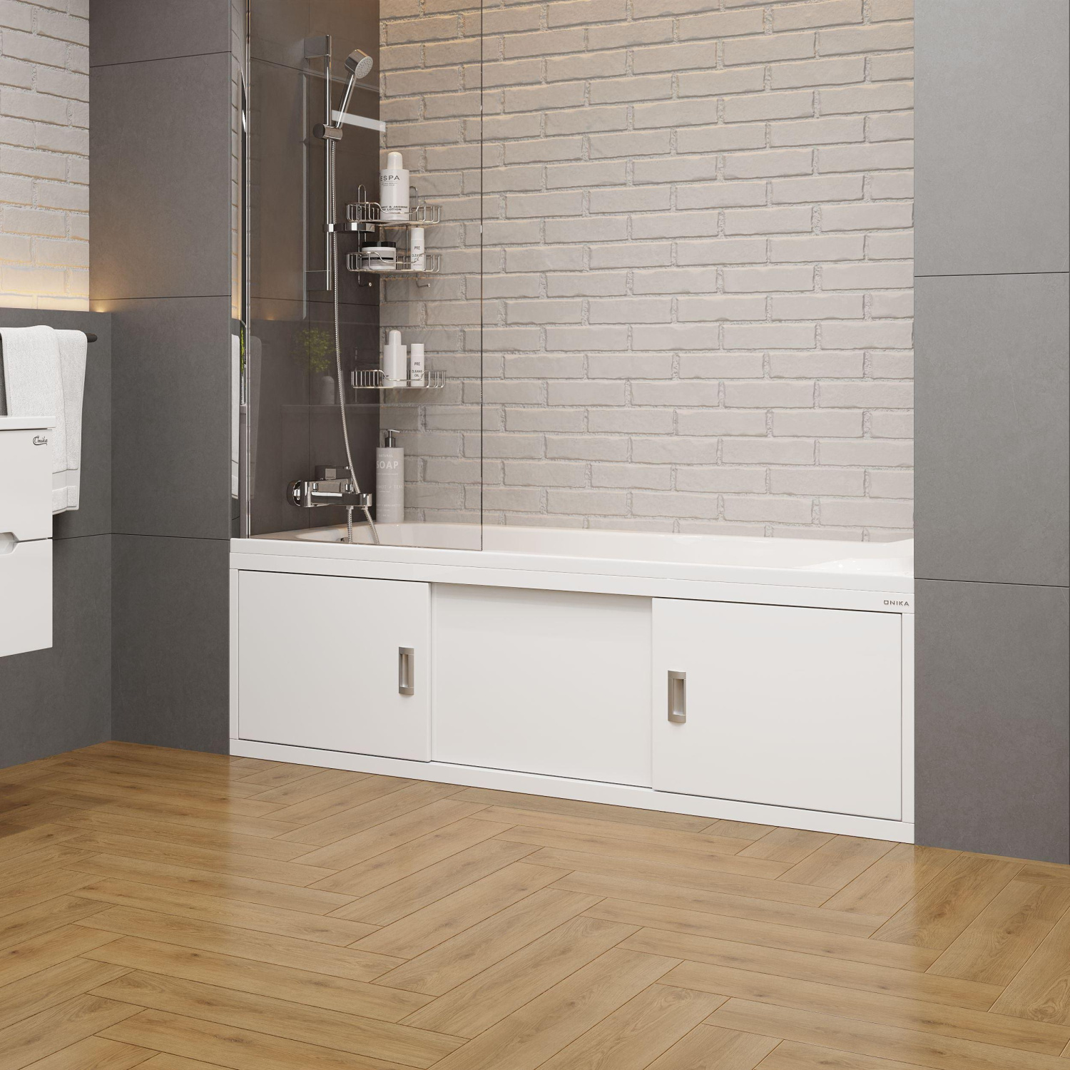 Экран под ванну Onika Монако 160 раздвижной белый