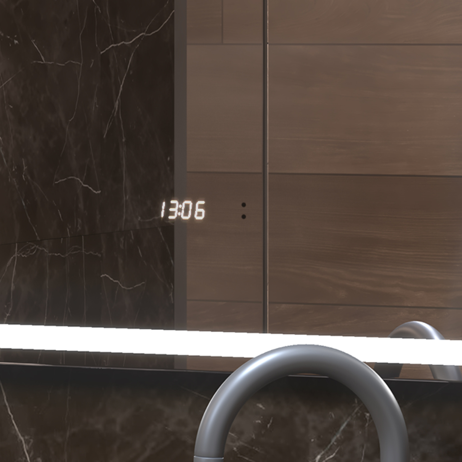 Зеркало Vigo Roberta Luxe 120 свет, сенсор, часы, антизапотевание