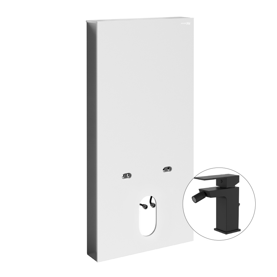 Комплект для биде со смесителем WasserKraft Naab 86BDT.050.WH.SQ2006 инсталляция (пристенный модуль)