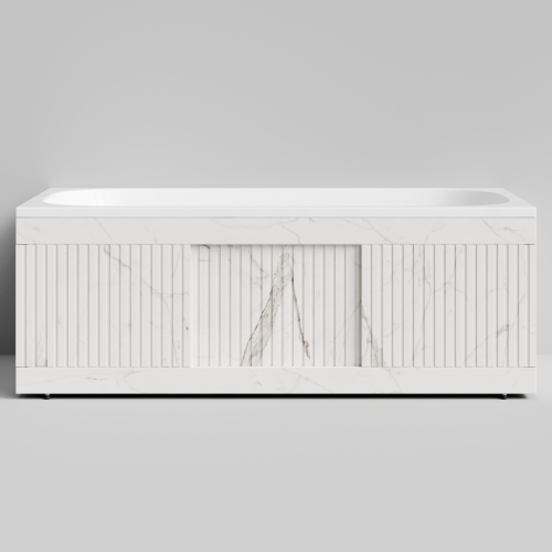 Экран под ванну Vod-ok Тач 150 раздвижной Мрамор Белый натур милк