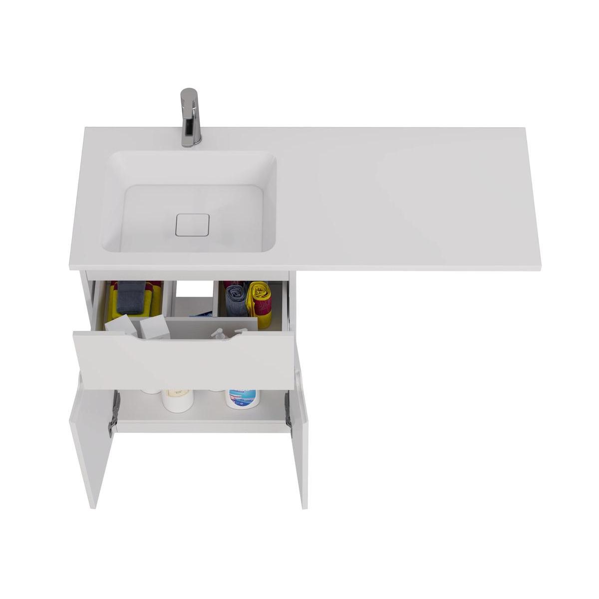 Тумба напольная Dreja Vega 60 см, с раковиной 120 чаша слева, белый