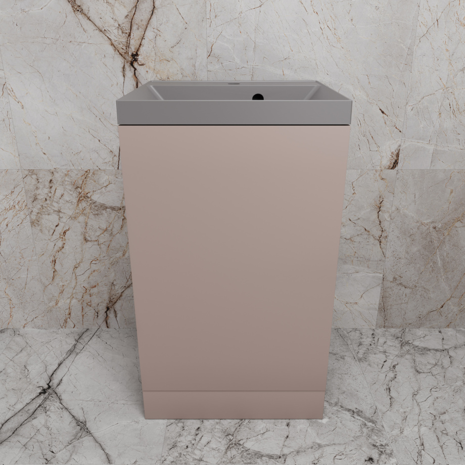 Тумба напольная Style Line "МОНО 50" с раковиной ASTI 50 серый шелк, (1 дверь), санд пудровый