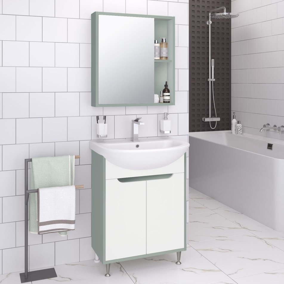 Зеркало-шкаф Runo Эко 52 бирюзовый, универсальный