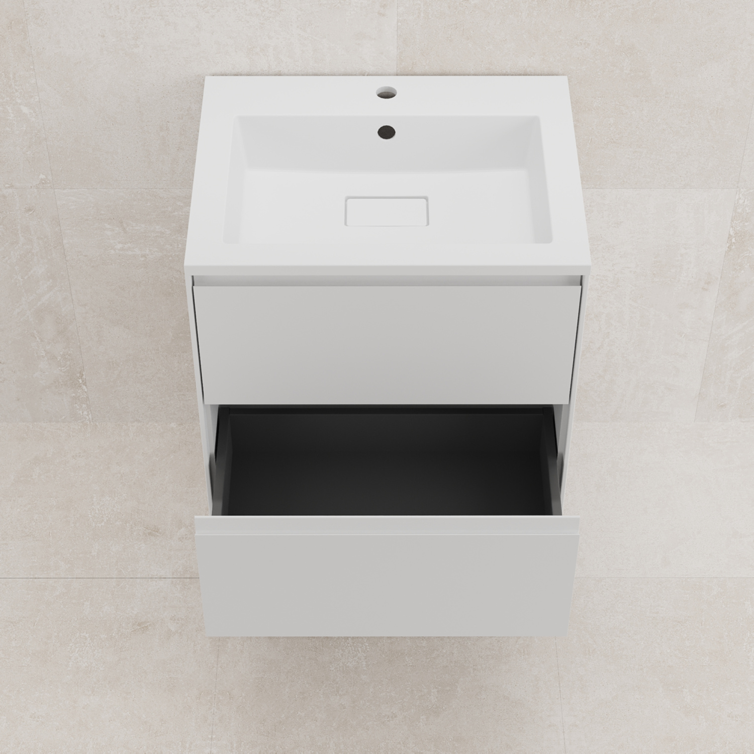 Тумба подвесная Style Line Лима 60 с раковиной Line 60, 2 ящика, белый матовый