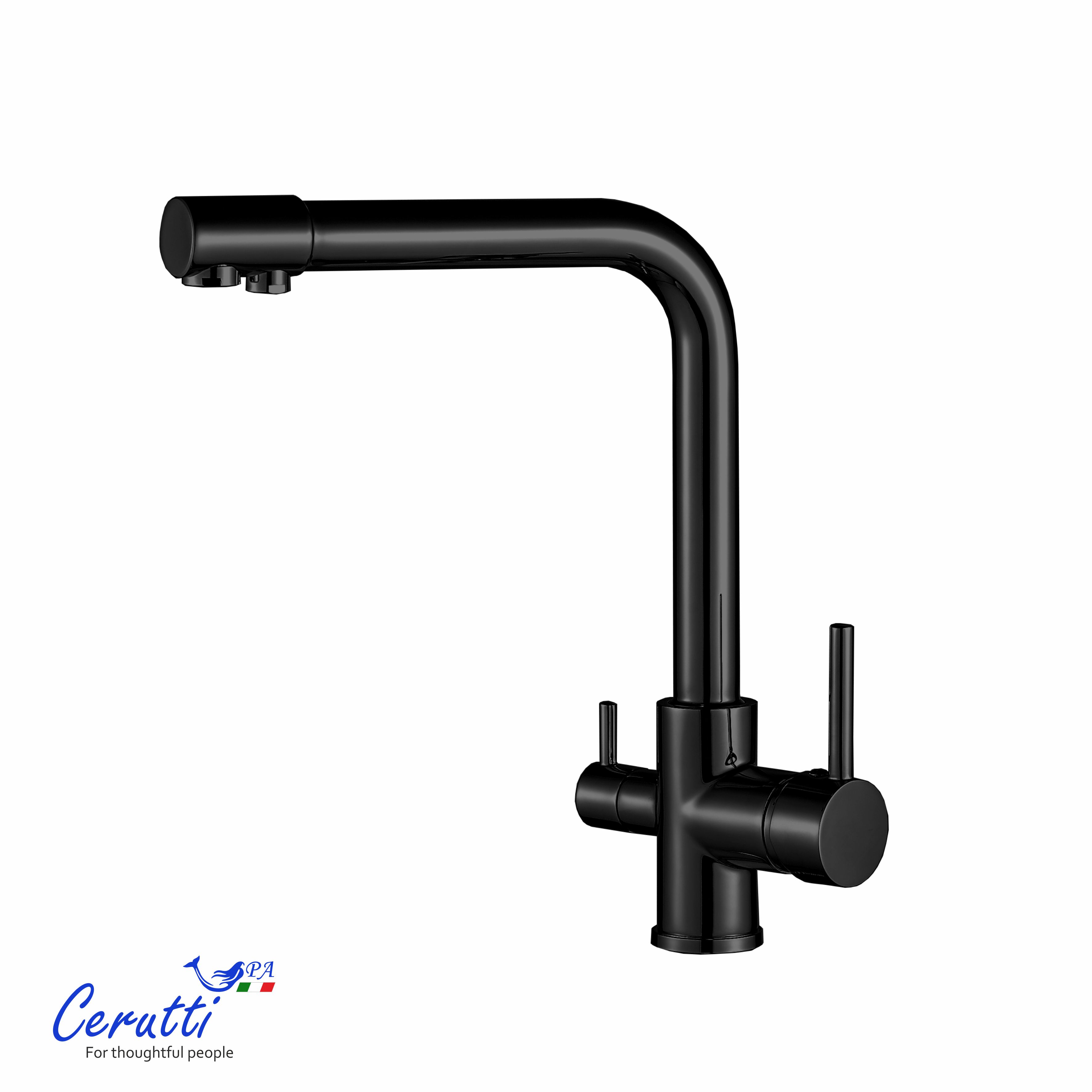 Cмеситель для кухни Ceruttispa Лаура B (LAURA B) из нержавеющей стали, цвет черный матовый