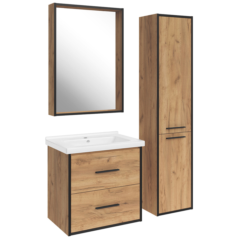 Мебель для ванной Асб-мебель Монца 60 комплект, напольный, дуб золотой